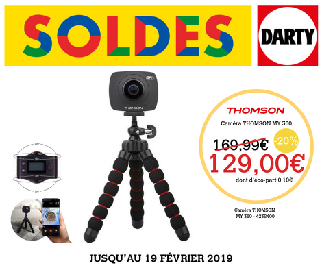 Bon plan, codes promo, réduction Guadeloupe, Martinique, Guyane, la Réunion : Caméra MY 360 de Thomson | photo-camera-my-360-de-thomson