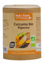 Bon plan, codes promo, réduction Guadeloupe, Martinique, Guyane, la Réunion : Nat & Form Eco Responsable Curcuma + Pipérine Bio | photo-nat-form-eco-responsable-curcuma-piperine-bio