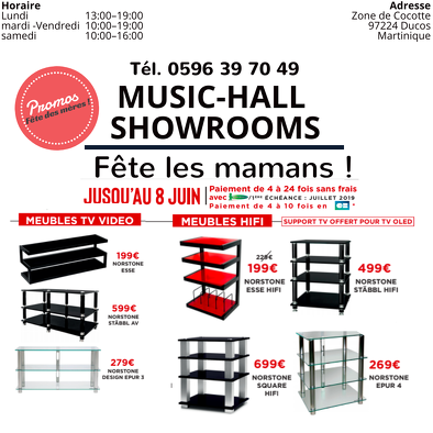 Bon plan, codes promo, réduction Guadeloupe, Martinique, Guyane, la Réunion : Musichall- Showrooms fête les Mamans ! | photo-musichall-showrooms-fete-les-mamans