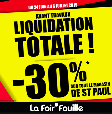 Bon plan, codes promo, réduction Guadeloupe, Martinique, Guyane, la Réunion : -30 % sur tout le magasin ST PAUL ! | photo-destockage-sur-tout-le-magasin-st-paul