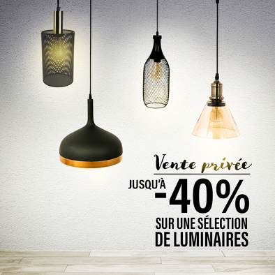Bon plan, codes promo, réduction Guadeloupe, Martinique, Guyane, la Réunion : Vente Luminaires -40% | photo-vente-luminaires-40