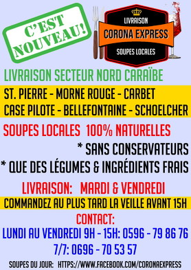 Bon plan, codes promo, réduction Guadeloupe, Martinique, Guyane, la Réunion : Livraison de soupes à domicile ! | photo-corona-express-3