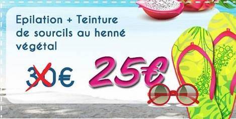 Bon plan, codes promo, réduction Guadeloupe, Martinique, Guyane, la Réunion : Épilation + Teinture de sourcils au henné végétal | coupon à imprimer