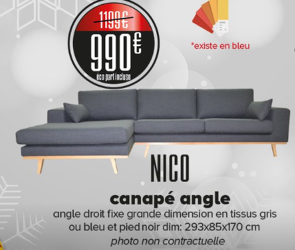 Bon plan, codes promo, réduction Guadeloupe, Martinique, Guyane, la Réunion : Adoptez le Canapé d'angle NICO ! | photo-canape-d-angle-nico