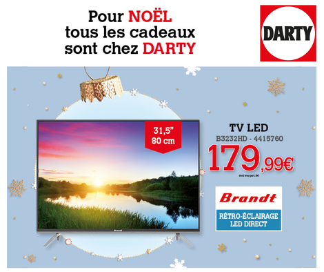 Bon plan, codes promo, réduction Guadeloupe, Martinique, Guyane, la Réunion : Noël à petit prix avec DARTY et sa TV LED à 179€ ! | photo-noel-a-petit-prix-avec-darty-et-sa-tv-led-a-179